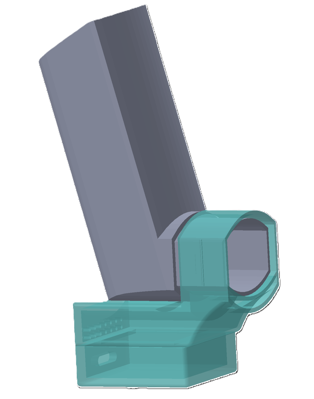 CAD rendering of the developing InhalAIR smart inhaler attachment